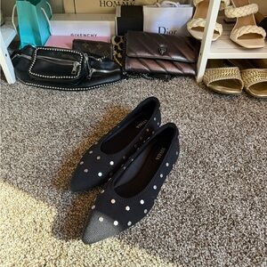VIVAIA NWOT Black Studded Women's Flats (Wash bag included)